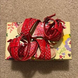 Laura Ashley Red and White Polka Dot Sandals